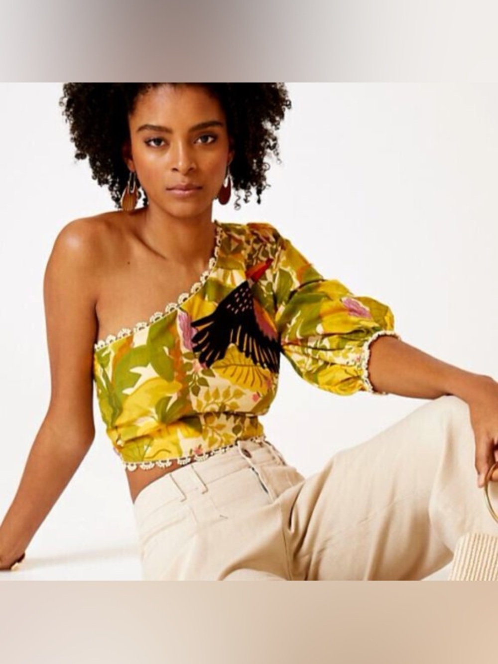 Farm Rio one shoulder top tropical size small